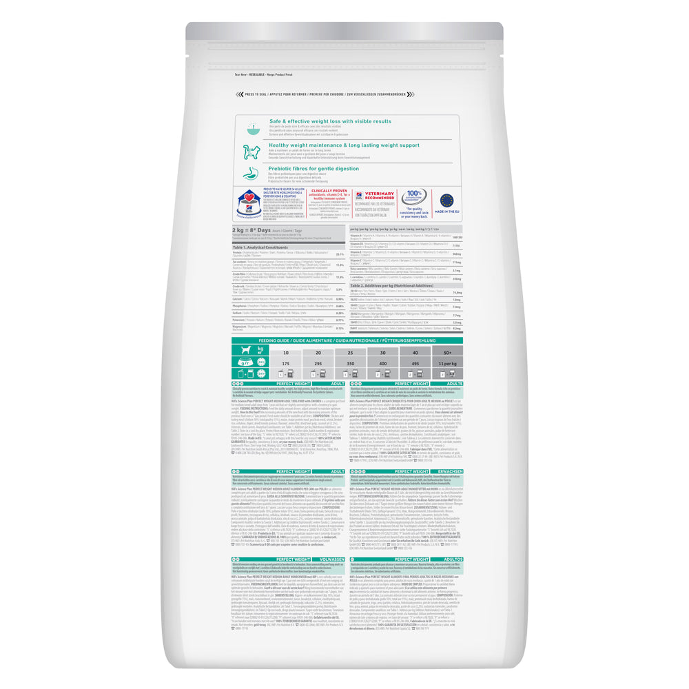 Hills Science Plan Perfect Weight Medium Adulto Perro Pollo - Pienso seco para perro para control de peso