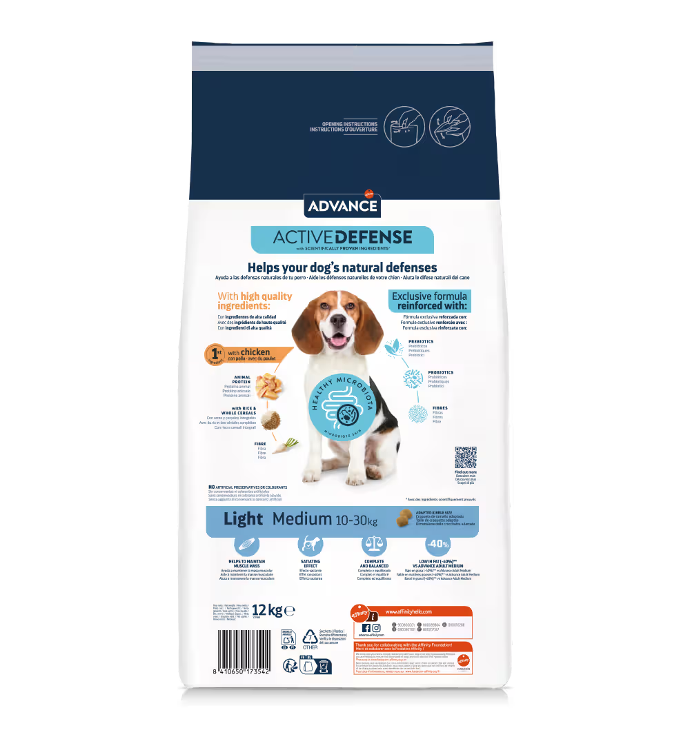 Advance Perro Medium Light Pollo y Arroz - Pienso seco para perro para control de peso