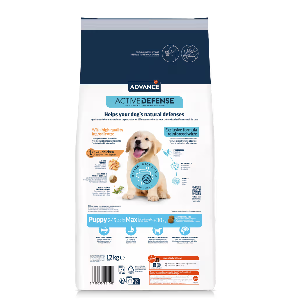 Advance Maxi Cachorro Cão Frango e Arroz - Ração seca para cão com frango e arroz