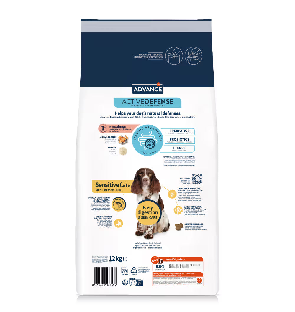 Advance Cão Medium & Maxi Adulto Sensitive Salmão e Arroz - Ração seca para cão com sensibilidade