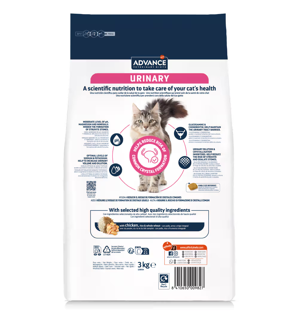Advance Vet Gato Urinary Frango - Ração seca para gato para saúde urinária