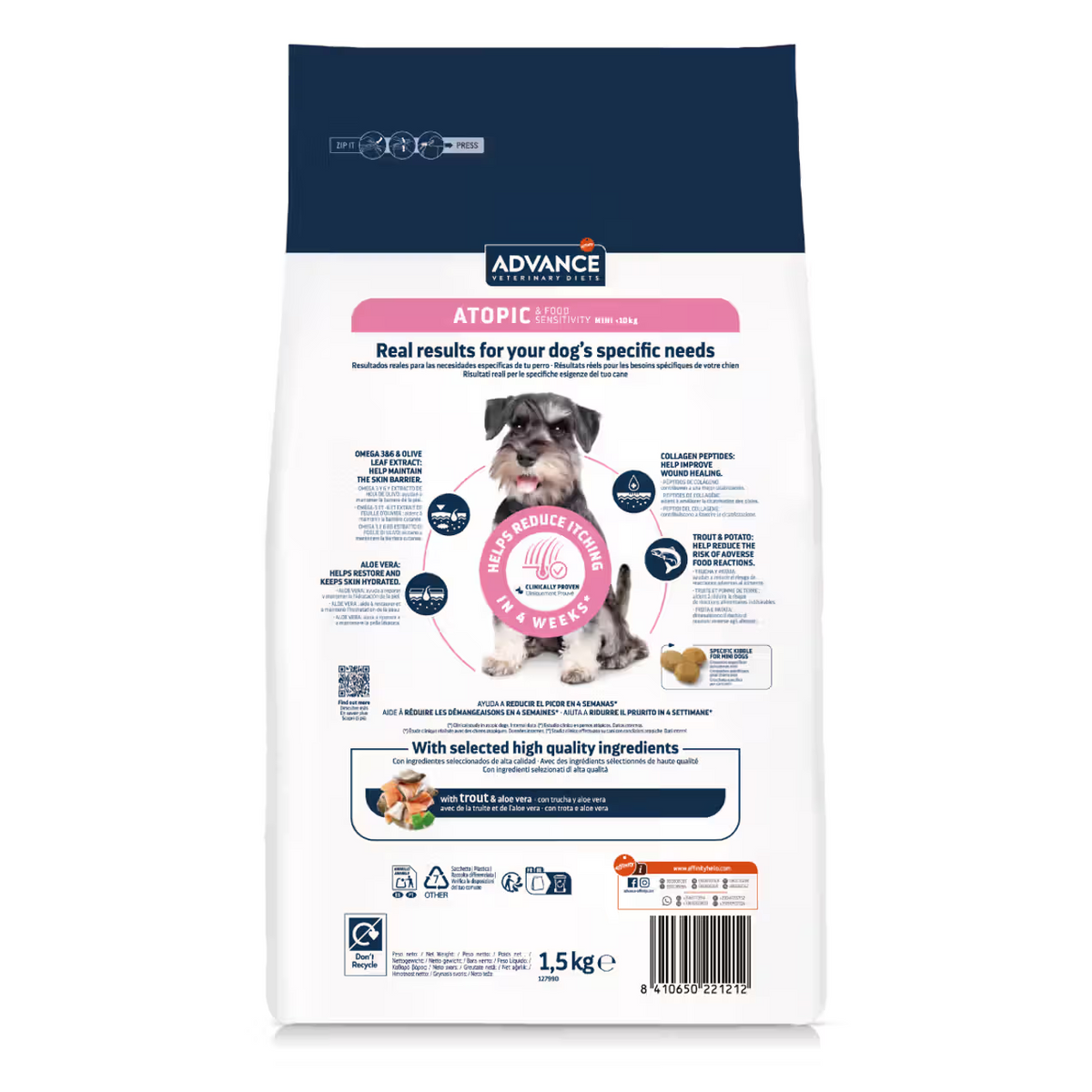 Advance Vet Perro Mini Atopic & Food Sensitivity - Pienso seco para perro con alergias