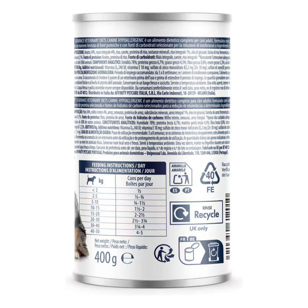 Advance Vet Cão Hipoalergénico - Ração húmida para cão com alergias