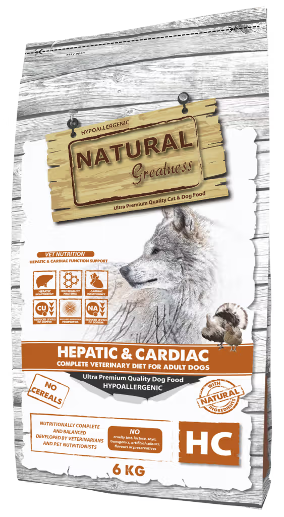 Natural Greatness Veterinary Hepatic-Cardiac Perro Adulto Pavo y Pollo Grain-Free - Pienso seco para perro con insuficiencia hepática y cardíaca