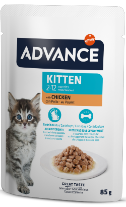 Ração húmida para Gatos Advance Cat Kitten Chicken | Wet (Saqueta) | Caixa 12 Saquetas 85 g