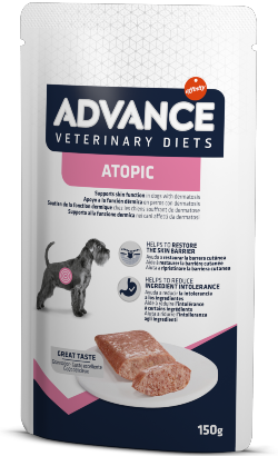 Ração Veterinária húmida para Cão Advance Vet Dog Atopic | Wet (Saqueta) | Cx c/ 8 saquetas 150 g