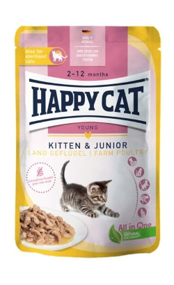 Alimento Húmido para Gato Happy Cat Kitten & Júnior Aves | Wet (Saqueta) | 85 g
