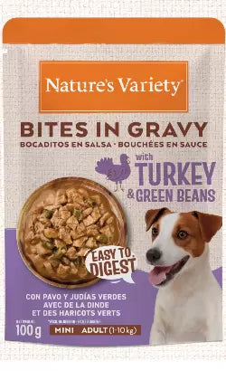 Natures Variety Bites in Gravy Perro Adulto Pavo y Judías Verdes - Comida húmeda para perro