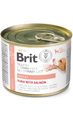Alimento Veterinário Húmido para Cão Brit Veterinary Diet Dog Renal Gluten & Grain-Free Tuna & Salmon Small Breeds | Wet (Lata) | 200 g
