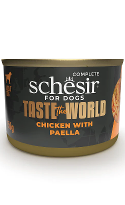 Alimento húmido para Cães Schesir Dog Taste the World Frango com Paella | 8 x 150 g