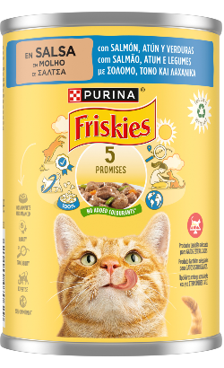 Ração húmida para Gatos Friskies Gato Adulto Pedaços em molho com Salmão, Atum e Legumes | Wet (Lata) | 24 x 400 g