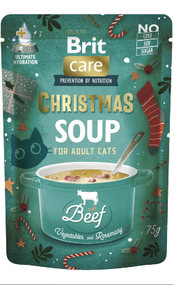 Alimento húmido para Gato Brit Care Cat Christmas Beef Soup | Natal 2025 | Wet (Saqueta) | 5 x 75 g