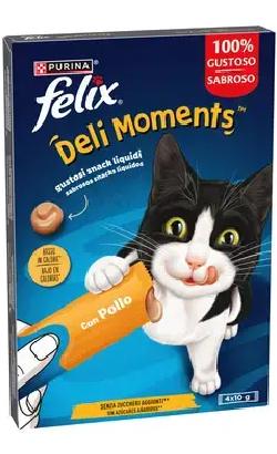 Alimento húmido para gatos Felix Deli Moments Frango | Wet (Saqueta) | 4 x 10 g