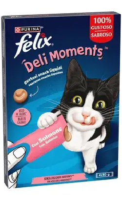 Alimento húmido para gatos Felix Deli Moments Salmão | Wet (Saqueta) | 4 x 10 g