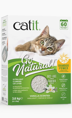 Areia para Gatos Auto Aglomerante Catit Go Natural Bambú | Baunilha | 3,6 kg