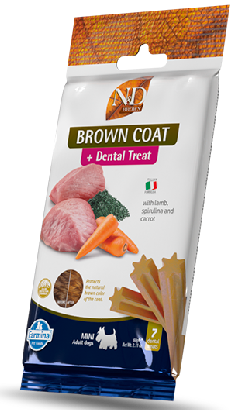 Biscoitos para cão N&D Brown Dog Lamb, Carrot, Spirulina Dental Treat Adult Mini | 60 g