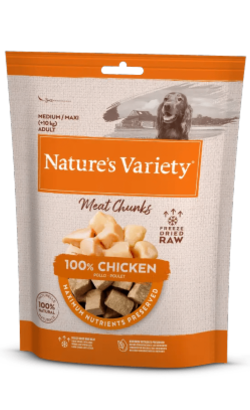 Biscoitos para cão Natures Variety Dog Freeze Dried Meat Chunks Chicken | 50 g