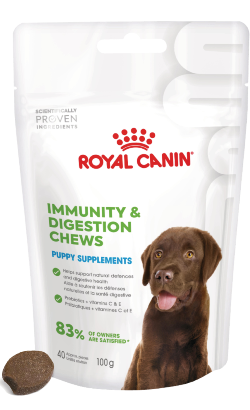 Biscoitos para cão Royal Canin Dog Immunity & Digestion Chews Puppy Supplements | 100 g