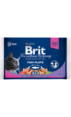 Ração húmida para Gatos Brit Premium by Nature Cat Multipack Wet | Fish Plate (Saqueta) | 4 x 100 g