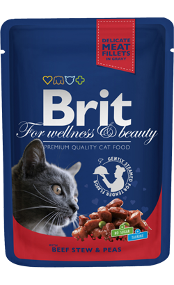 Ração húmida para Gatos Brit Premium by Nature Cat Wet | Beef Stew & Peas (Saqueta) | 100 g