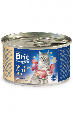 Ração húmida para Gatos Brit Premium by Nature Cat Chicken with Beef | Wet (Lata) | 200 g