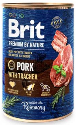 Ração húmida para Cão Brit Premium by Nature Dog Pork with Trachea | Wet (Lata) | 6 x 400 g
