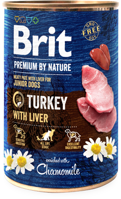 Alimento húmido para Cão Brit Premium by Nature Junior Dog Turkey with Liver | Wet (Lata) | 6 x 400 g
