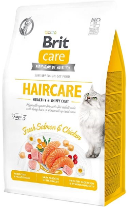 Ração para Gatos Brit Care Cat Grain Free Haircare Healthy & Shiny Coat | Salmon & Chicken | 400 g