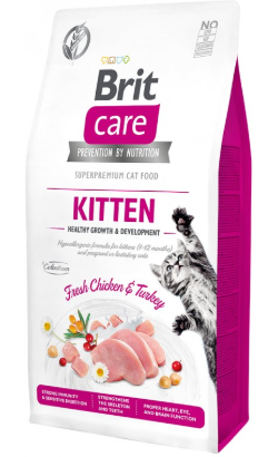 Ração para Gatos Brit Care Cat Grain Free Kitten Healthy Growth & Development | Turkey & Chicken | 7 kg
