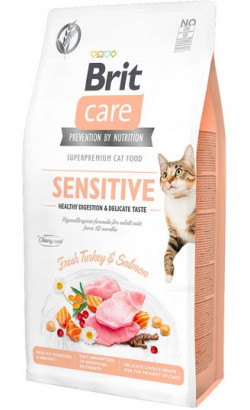 Ração para Gatos Brit Care Cat Grain Free Sensitive Healthy Digestion & Delicate Taste | Turkey & Salmon | 7 kg