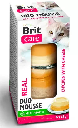 Brit Care Duo Mousse Gato Adulto e Sénior Frango e Queijo - Ração húmida para gato