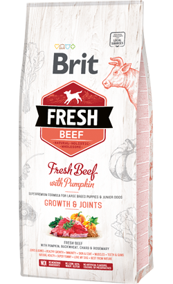 Ração para Cão Brit Fresh Dog Puppy Large Breed with Beef & Pumpkin | 12 kg