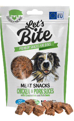 Biscoitos para cão Brit Let's Bite Dog Meat Snacks Chicken & Pork Slices with Cranberries | 80 g