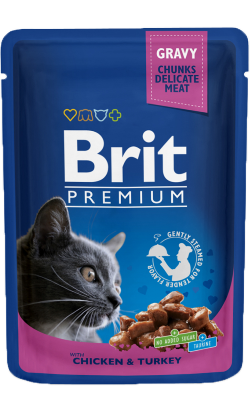 Ração húmida para Gatos Brit Premium by Nature Cat Wet | Chicken & Turkey (Saqueta) | 100 g