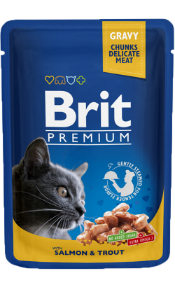 Ração húmida para Gatos Brit Premium by Nature Cat Wet | Salmon & Trout (Saqueta) | 100 g
