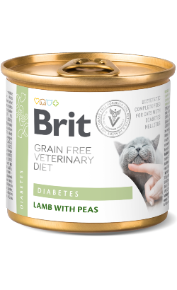 Ração Veterinária húmida para Gatos Brit Veterinary Diet Cat Diabetes Grain-Free Lamb with Pea | Wet (Lata) | 200 g