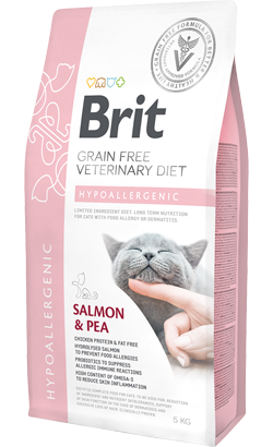 Ração Veterinária para Gatos Brit Veterinary Diet Cat Hypoallergenic Grain-Free Salmon & Pea | 5 kg