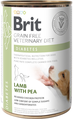Ração Veterinária húmida para Cão Brit Veterinary Diet Dog Diabetes Grain-Free Lamb with Pea | Wet (Lata) | 400 g