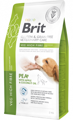 Ração Veterinária para Cão Brit Veterinary Diet Dog Veg High Fibre Gluten & Grain-Free | Pea with Apple & Coconut Oil | 2 kg