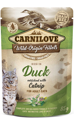 Ração húmida para Gatos Carnilove Grain-Free Cat Duck with Catnip | Wet (Saqueta) | 85 g