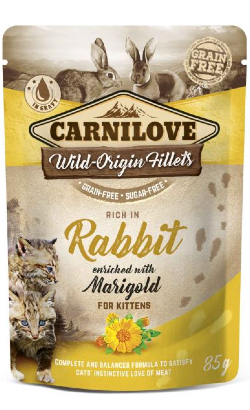 Ração húmida para Gatos Carnilove Grain-Free Cat Rabbit with Marigold for Kittens | Wet (Saqueta) | 85 g