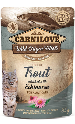 Ração húmida para Gatos Carnilove Grain-Free Cat Trout with Echinacea | Wet (Saqueta) | 85 g