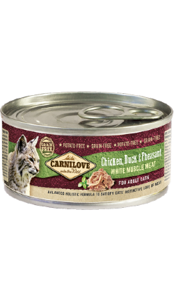 Ração húmida para Gatos Carnilove Grain-Free Chicken, Duck & Pheasant for Adult Cats | Wet (Lata) | 100 g