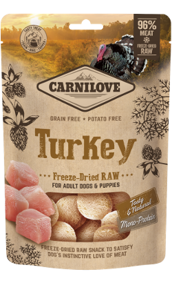 Biscoitos para cão Carnilove Dog Freeze-dried Raw Snacks Turkey | 60 g