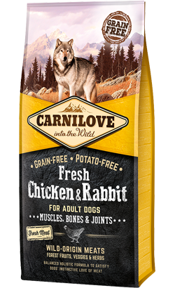 Ração para Cão Carnilove Grain-Free Fresh Chicken & Rabbit Adult Dog | 1,5 kg
