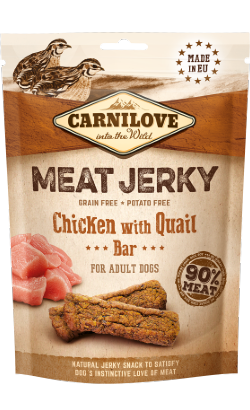Snack para cão Carnilove Dog Meat Jerky Chicken With Quail Bar | 100 g