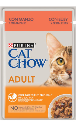 Ração húmida para Gatos Cat Chow Adult Beef & Eggplant | Wet (Saqueta) | 26 x 85 g