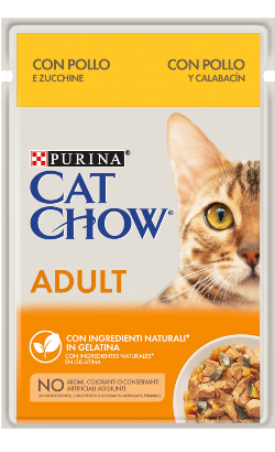 Ração húmida para Gatos Cat Chow Adult Chicken & Courgette | Wet (Saqueta) | 26 x 85 g