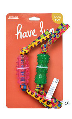 Brinquedo para cão Eurosiam Conjunto de 2 Brinquedos Osso com Franjas | 1 Unidade