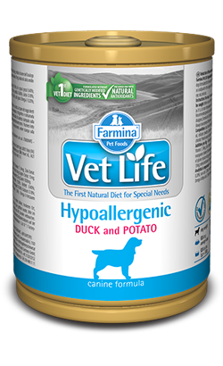 Ração Veterinária húmida para Cão Farmina Vet Life Canine Hypoallergenic Duck and Potato | Wet (Lata) | 300 g